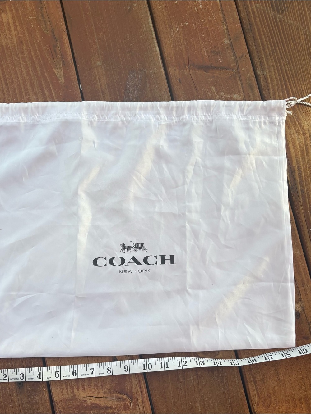 Coach White Stain Dust Bag with Black Logo